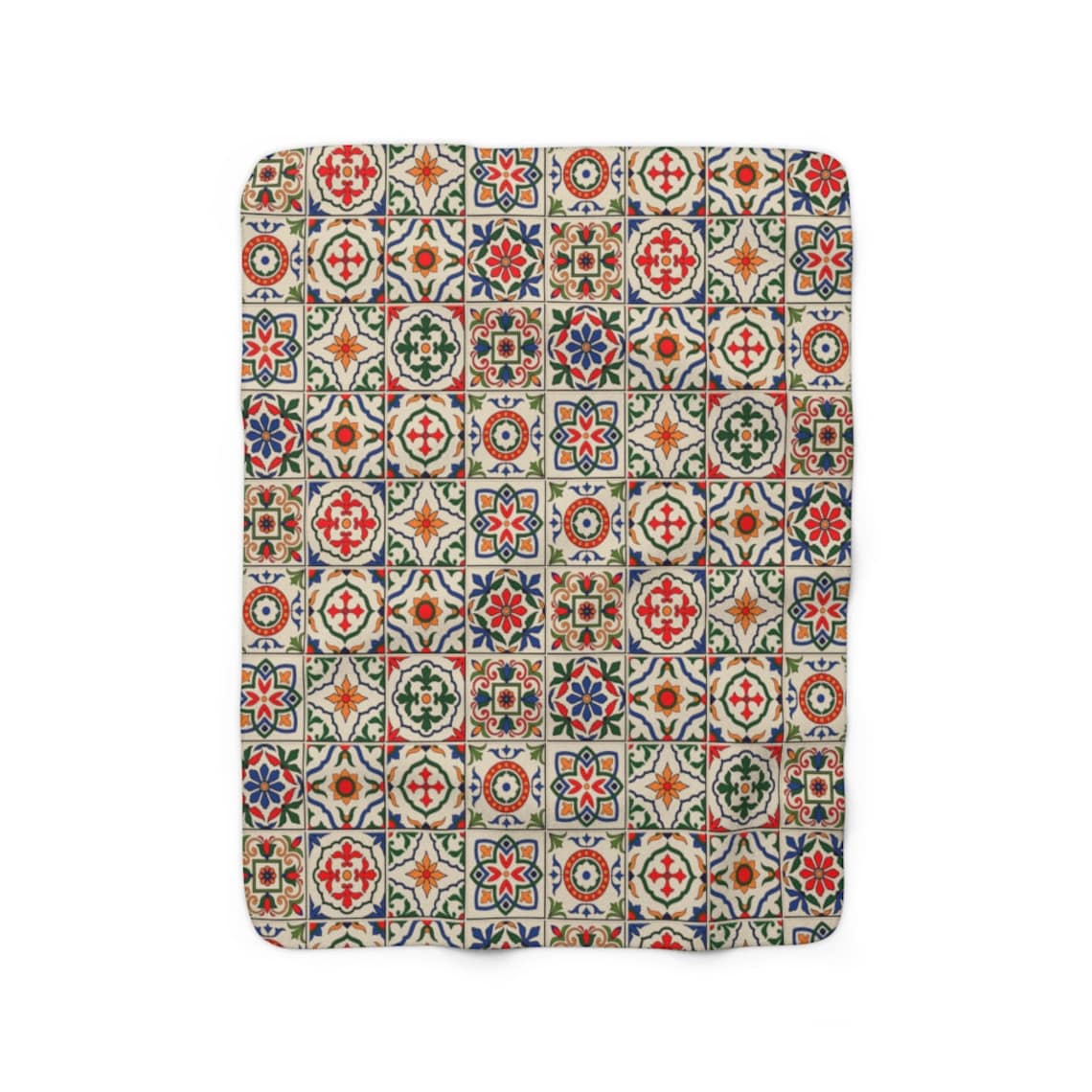 Spanish Majolica Sherpa Blanket Rustic Decor Bedding Etsy