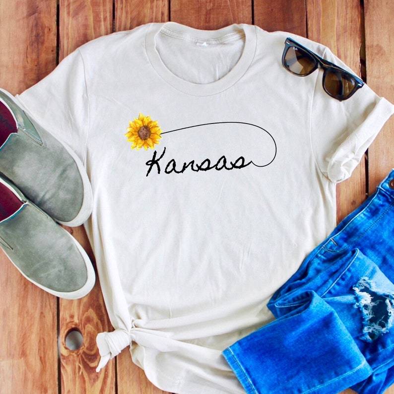 Kansas Bella Canvas Jersey Tee Sunflower Sunflowers Etsy