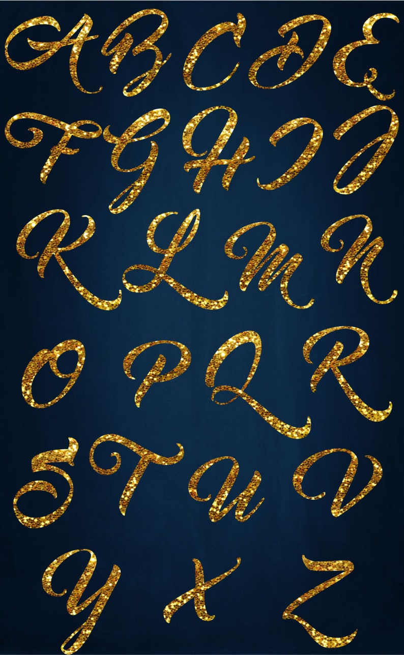 Gold Glitter Alphabet Clipart Digita Glitter Clipart Gold Gliter