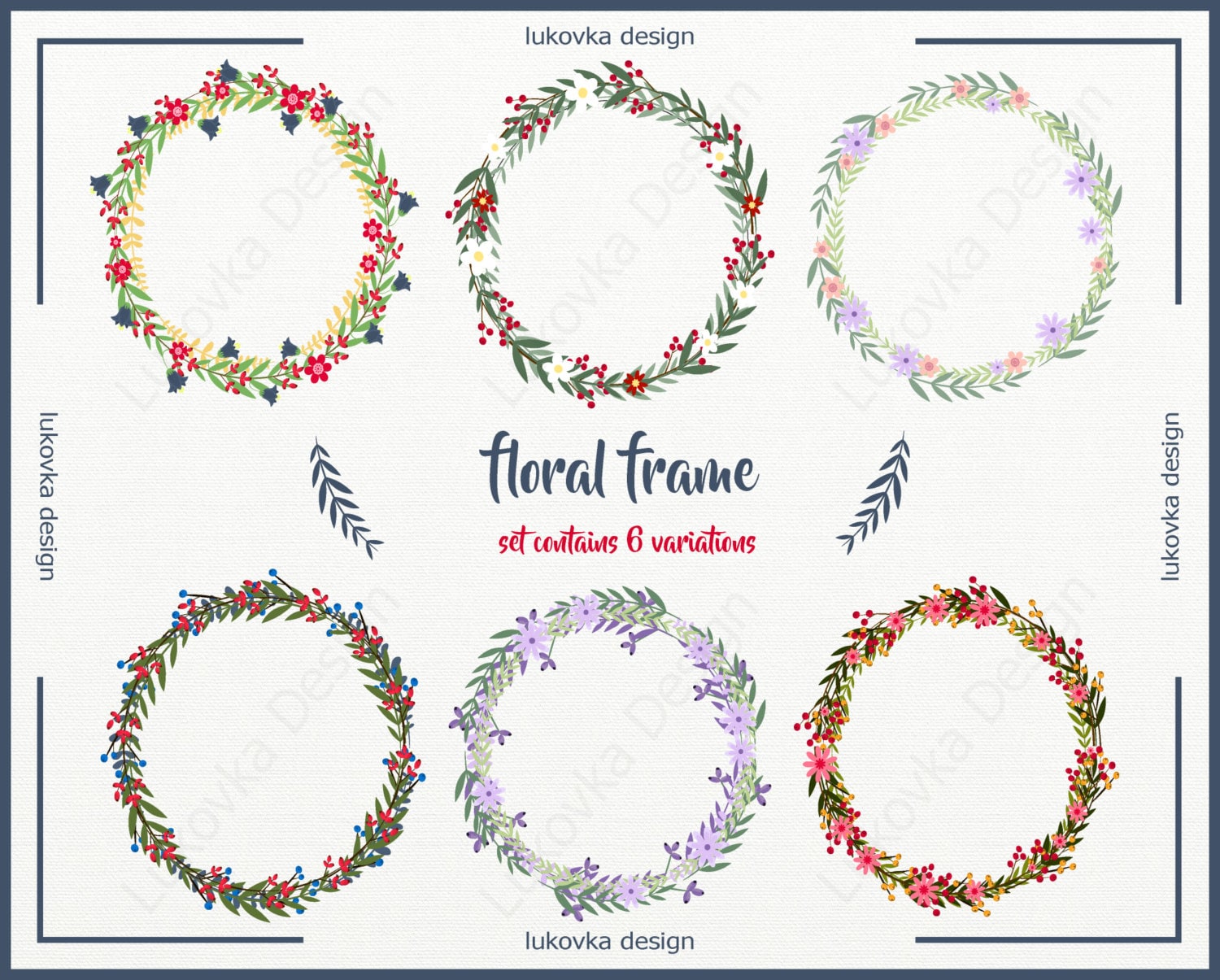 Floral Frames Digital Clipart Scrapbook Frames Flower ClipArt | Etsy