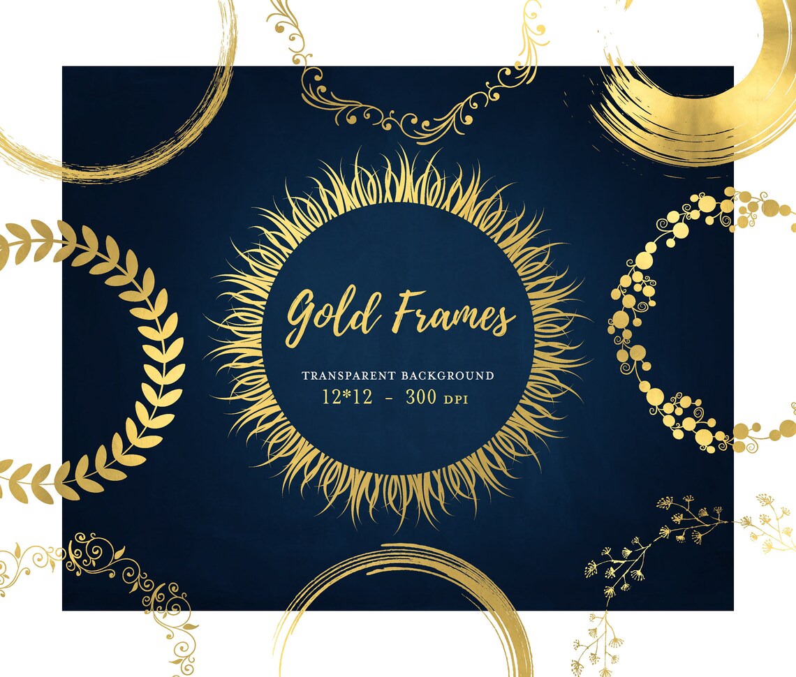 Gold Frame Clipart Gold Framed Art Gold Foil Digital Floral Gold Frames Frame Scrapbook Gold