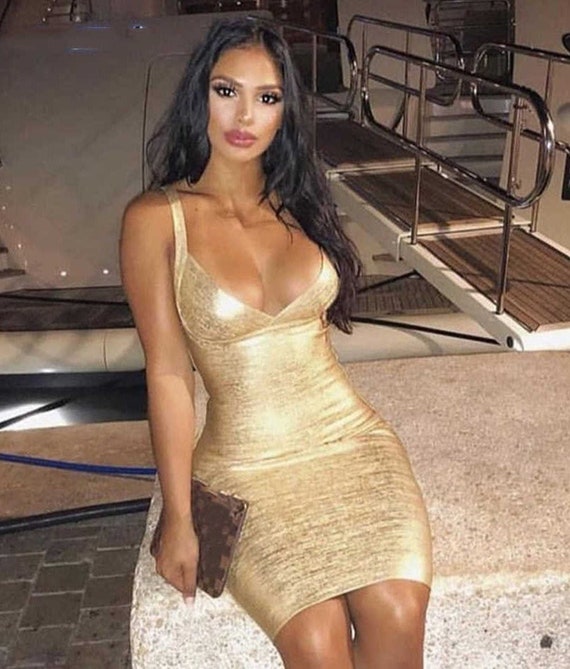 gold bandage dress