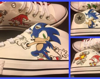 Hand Painted Sonic the Hedgehog shoes