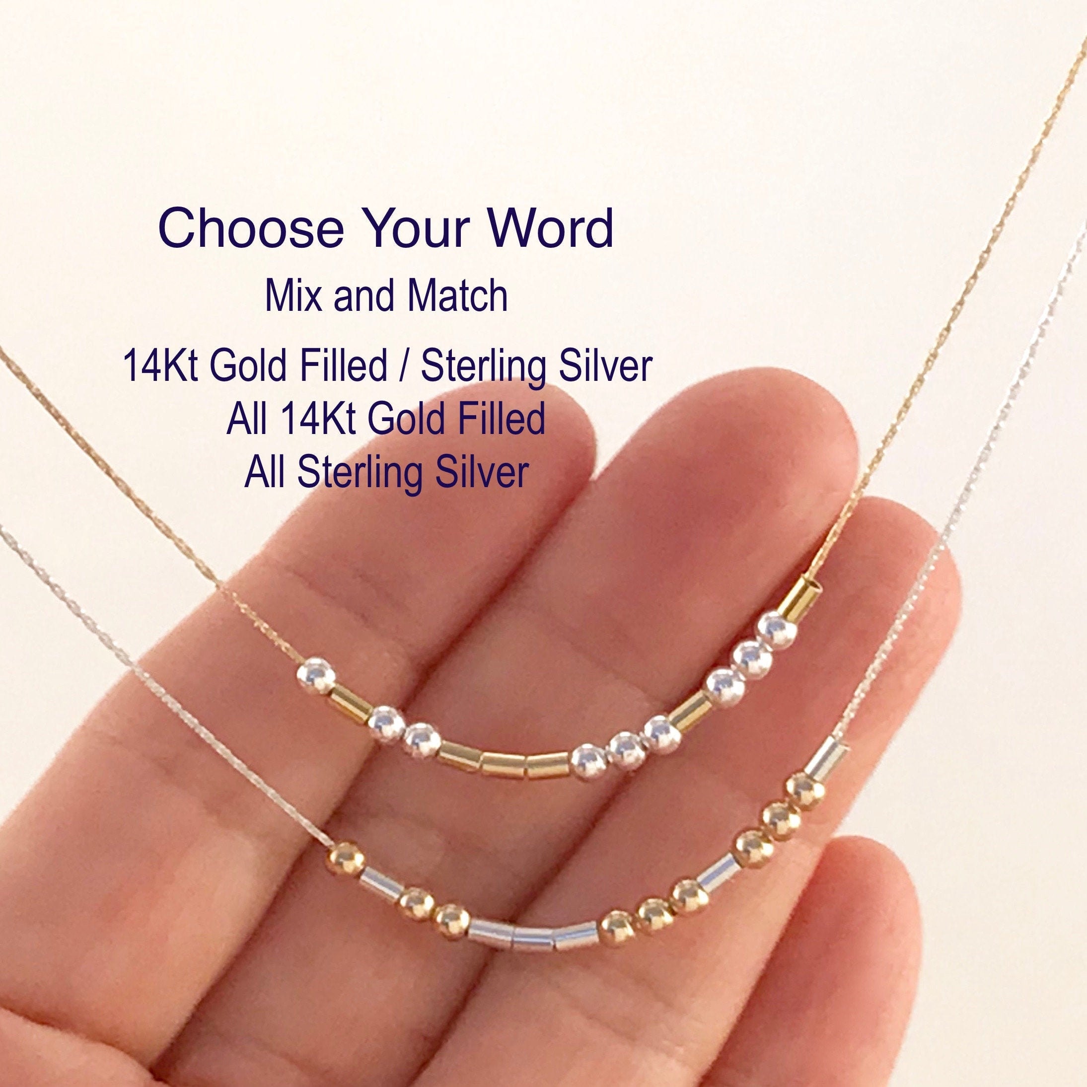 Custom Morse Code Necklace, Choose Your Word, Personalized Jewelry, N…