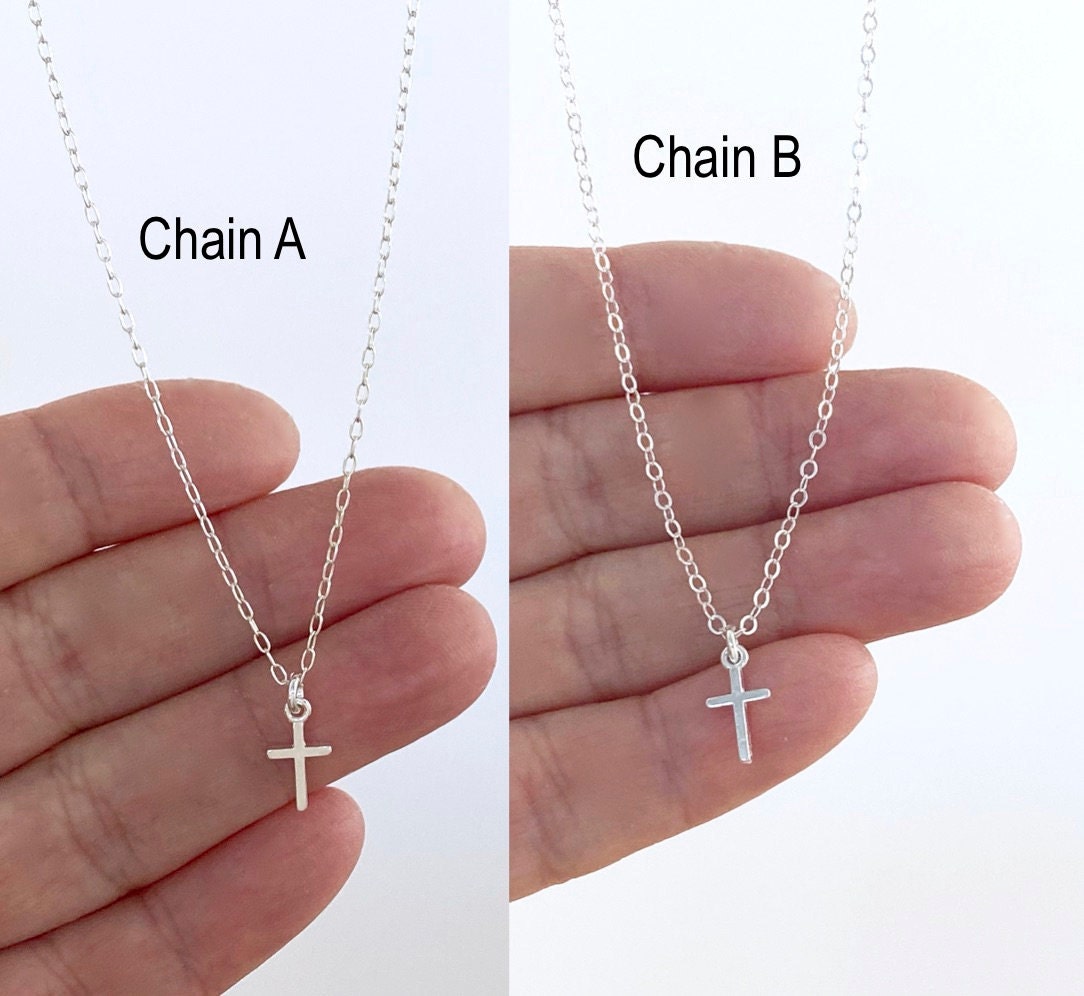 Very Small Sterling Silver Cross Necklace, Children's Silver Cros…