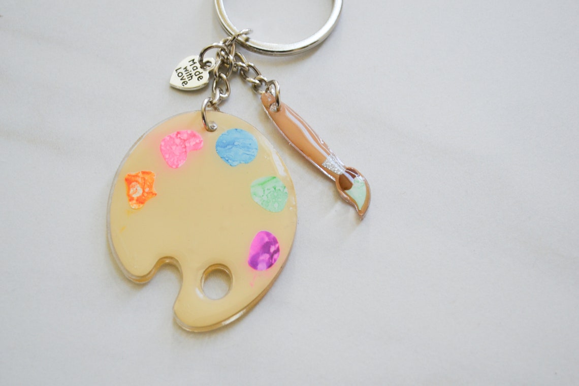 Art Paint Palette Keychain Etsy
