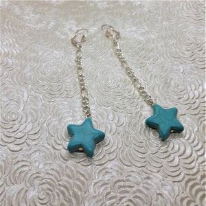 Turquoise Magnesite Star Drop Earrings/ Festival Wear / Boho Bohemian Hippie Chic / Handmade Gifts /