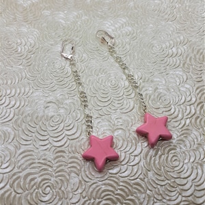 Pink Magnesite Star Drop Earrings/ Festival Wear / Boho Bohemian Hippie Chic / Handmade Gifts /