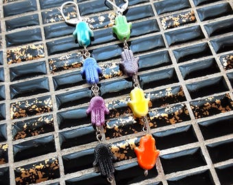 Colorful Hands Mis Matched Dangle Earrings