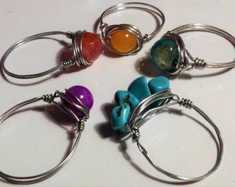 Wire Wrapped Rings- Mystery 3 Ring Set