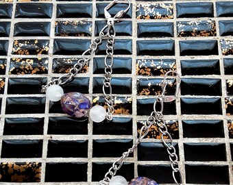 Quartz and Purple Moonstone  Dangle Earrings