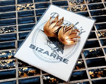 Golden Flame Vintage Clip-On Earrings