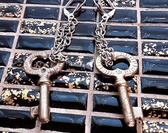 Old Skeleton Key Dangle Earrings