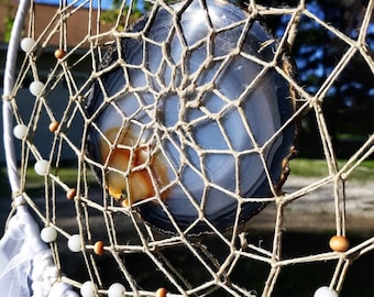 Agate Slice Dream Catcher Gray & Carmel Swirl