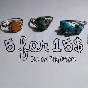 5 for 15 Dollar Custom Rings / Choose Your Own / Unique Gift Options
