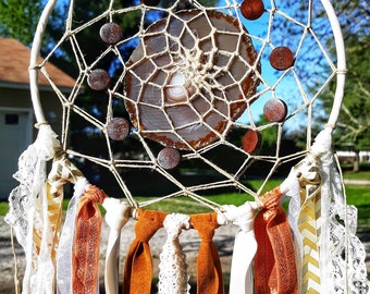 Agate Slice Dream Catcher with Suede