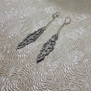 Silver Ornate Dangle Earrings  / Festival Wear / Boho Bohemian Hippie Chic / Handmade Gifts /