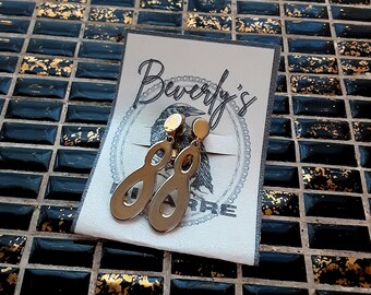 Tarnished Gold Infinity Dangle Vintage Clip-On Earrings
