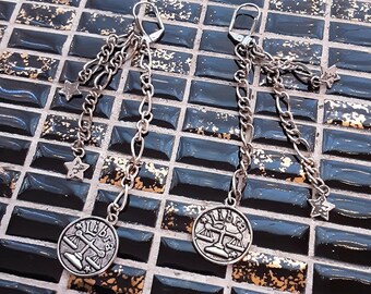 Libra and Stars Astrology Dangle Earrings