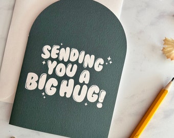 Sending You A Big Hug Greetings Card, Thinking Of You Card, Card For Friend, Love & Friendship, Hug Card, Long Distance Card, Pick Me Up