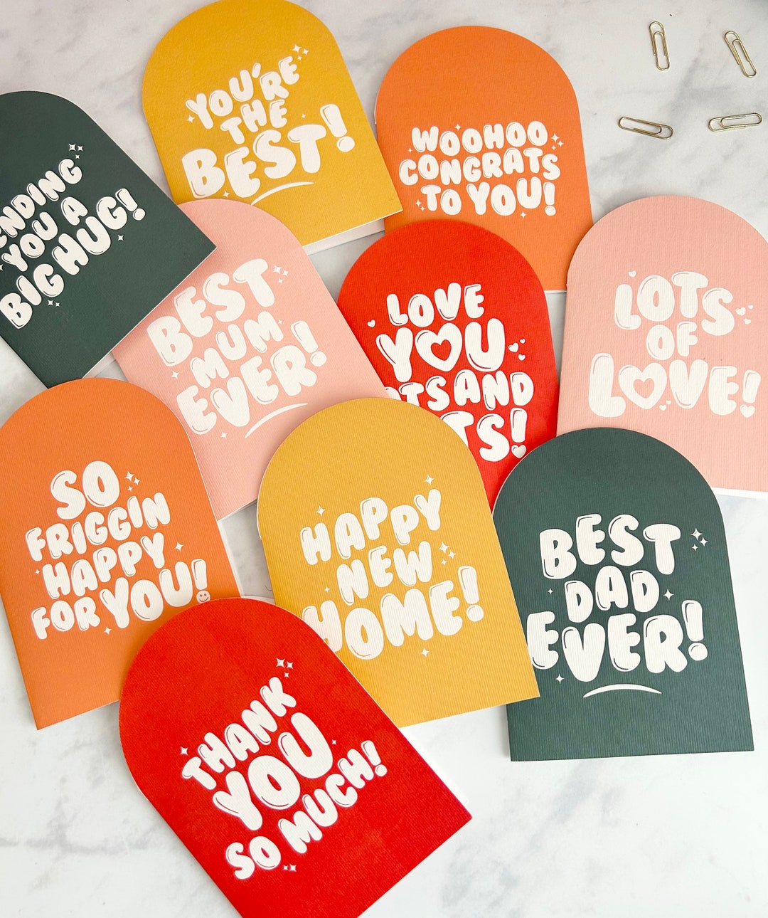 Bright Greetings Card Set: Trendy Typographic Cards, Pack of 10 - Etsy