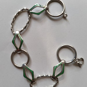 Bracelet 60&#39;s style silver and enamel