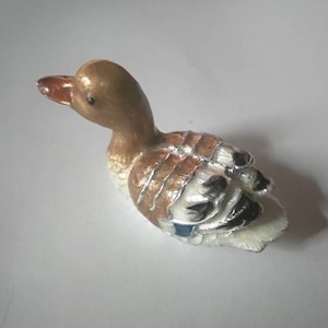 Duck  silver plated and enamelled