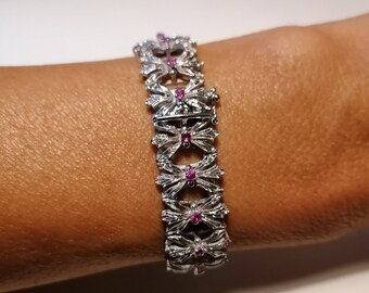 Bracelet in white gold 18k with rubies old fashion style