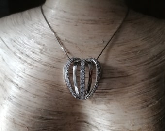 Silver pendant heart with necklace