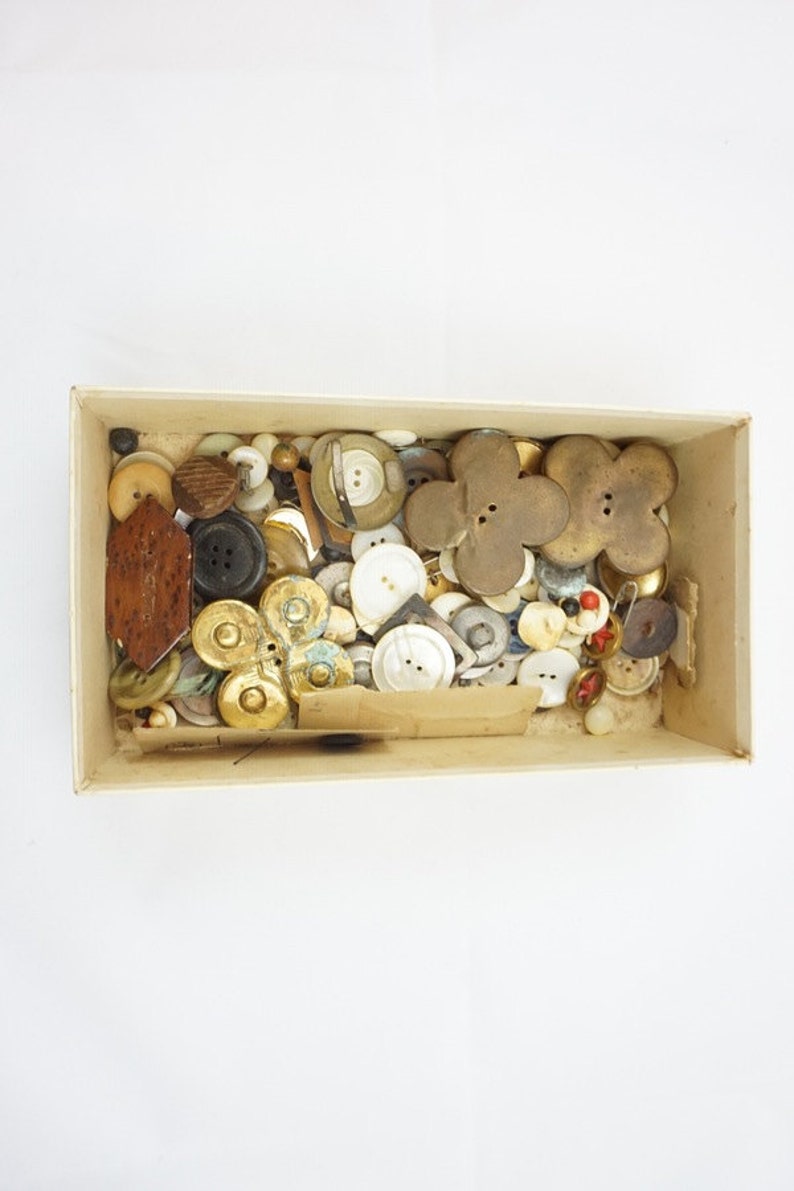 Vintage Collection Buttons and Buckles in Mavrakos Candies Box