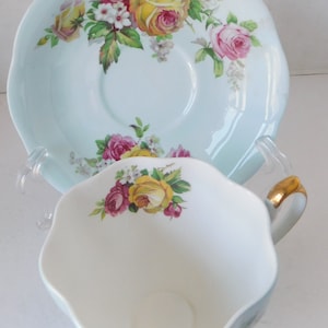Queen Anne 1950s Fine Bone China England Tea Cup and Saucer