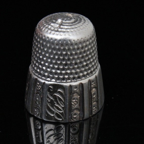Antique Vintage Simon Brothers Silver Thimbles Gem