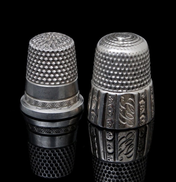 Antique Vintage Simon Brothers Silver Thimbles Gem