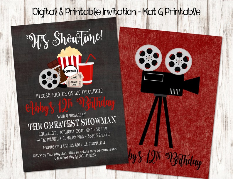 It S Showtime Movie Themed Birthday Party Invitation Etsy