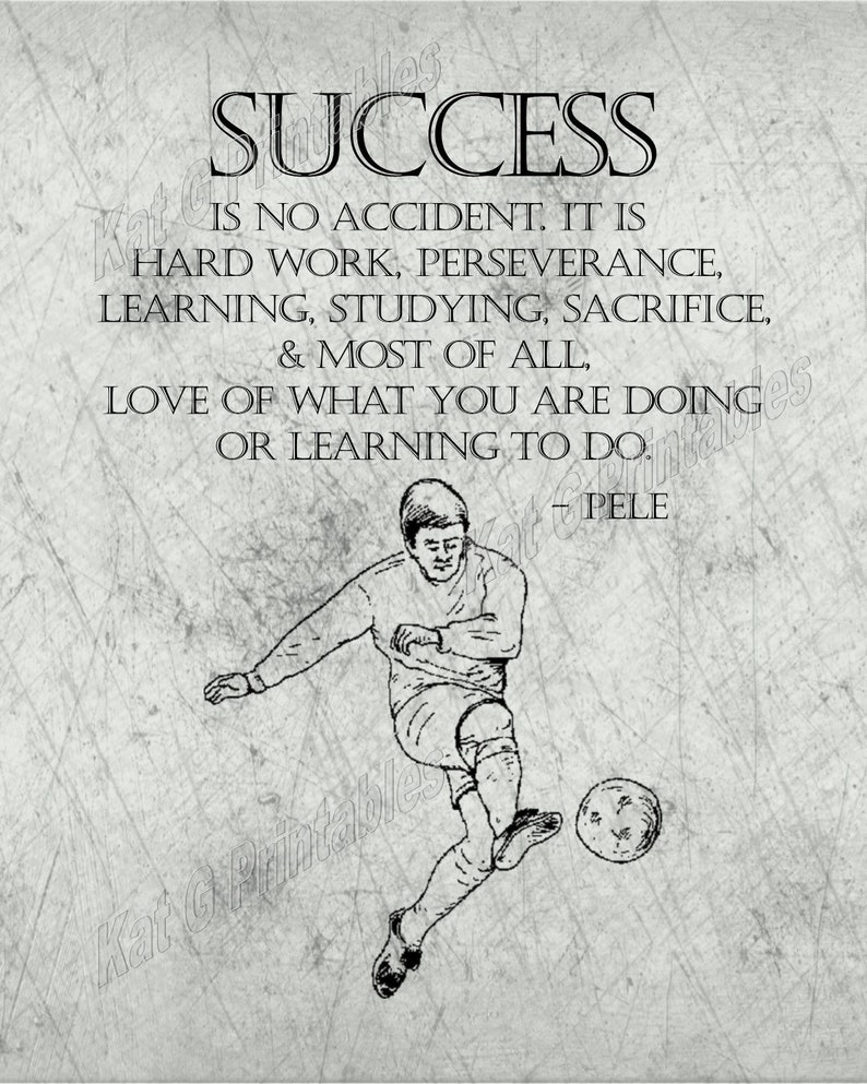 Success Soccer Quote Pele Inspirational Wall Art Teen Room Etsy