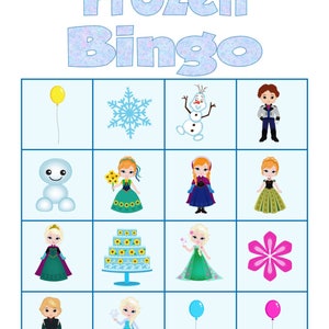 Frozen Bingo Game Instant Download Printable Party Game - Etsy
