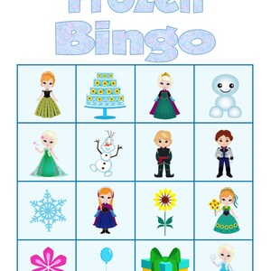 Frozen Bingo Game Instant Download Printable Party Game - Etsy