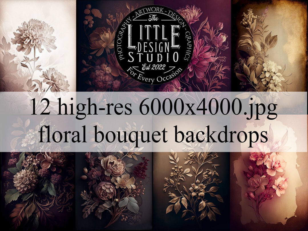 Floral Bouquet Texture Overlays: 12 Digital Photography Backdrops ...