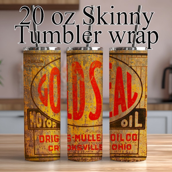 Vintage Oil Can Skinny Tumbler wrap Sublimation Design, Straight & Tapered Tumbler Wrap, Instant Digital Download for 20 oz oil filter dirty