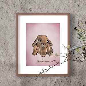 Bunny Print Nursery Print Baby Print Bunny Nursery Print Nursery Bunny Print Pink Print Hand Drawn Bunny Hand Drawn Rabbit Heart Baby Bunny
