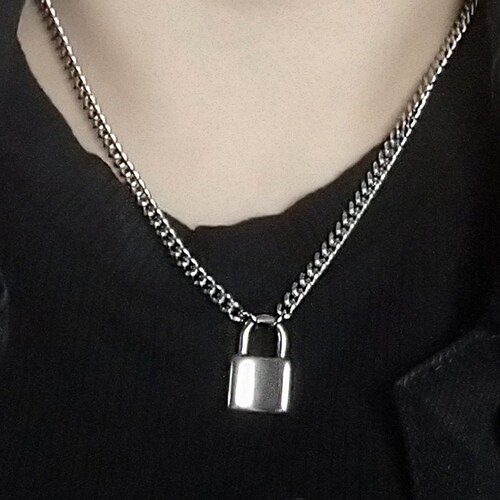 Lightweight Stainless Steel Padlock Necklace Padlock Etsy