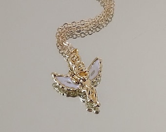 Cupido ketting goud, gouden engel ketting met emaille, engel hanger, engel esthetiek
