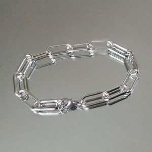 Stainless steel paperclip bracelet, chunky link chain bracelet, unisex stainless steel jewelry