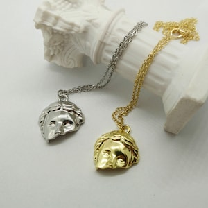 Dark academia necklace with greek statue charm, gold or silver, trendy aesthetic jewelry