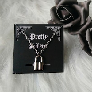 Small Padlock necklace, silver necklace with padlock charm,