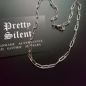 Łańcuszek ze stali nierdzewnej, choker z grubymi ogniwami łańcuszka, srebrny, naszyjnik unisex, stal nierdzewna