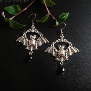 Bat chandelier earrings, victorian style bat earrings (one pair)