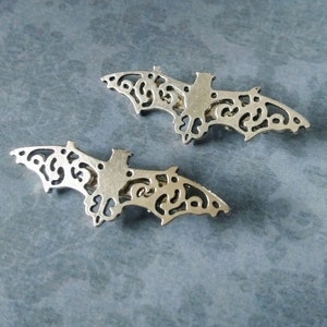 Bat har clip, silver, bat hair pin, gothic hair accessories, one pair or single clip, bobby pin