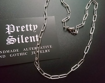 Stainless Steel Link Chain, Choker mit groben Kettengliedern, silber, Unisex Halskette, Edelstahl