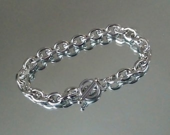 Stainless steel bracelet with toggle clasp, chunky cable chain bracelet, toggle bracelet, unisex stainless steel jewelry